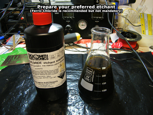 Some Ferric Chloride poured into a flask