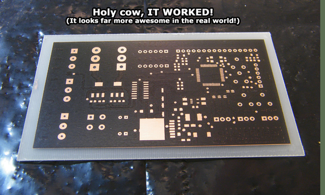 Solder mask successfully transferred