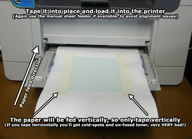 TTS trimmed and loaded with a carrier sheet of paper