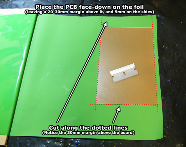 Green TRF foil with PCB above